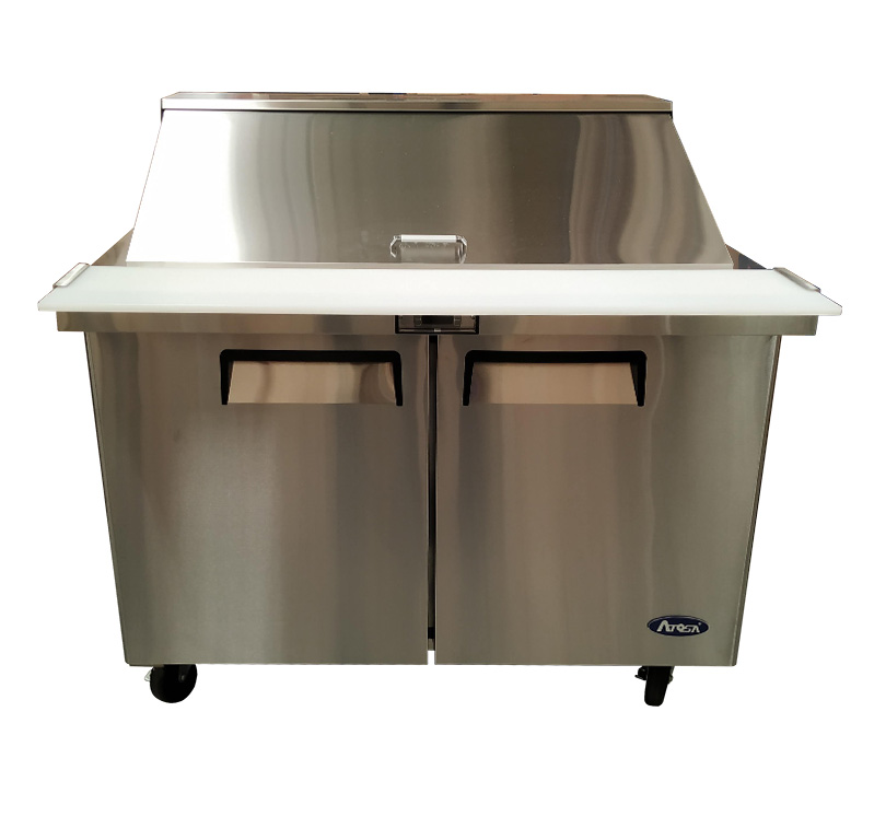 Mesa fría para preparación de comida en acero inoxidable de 390 litros con motor Embraco