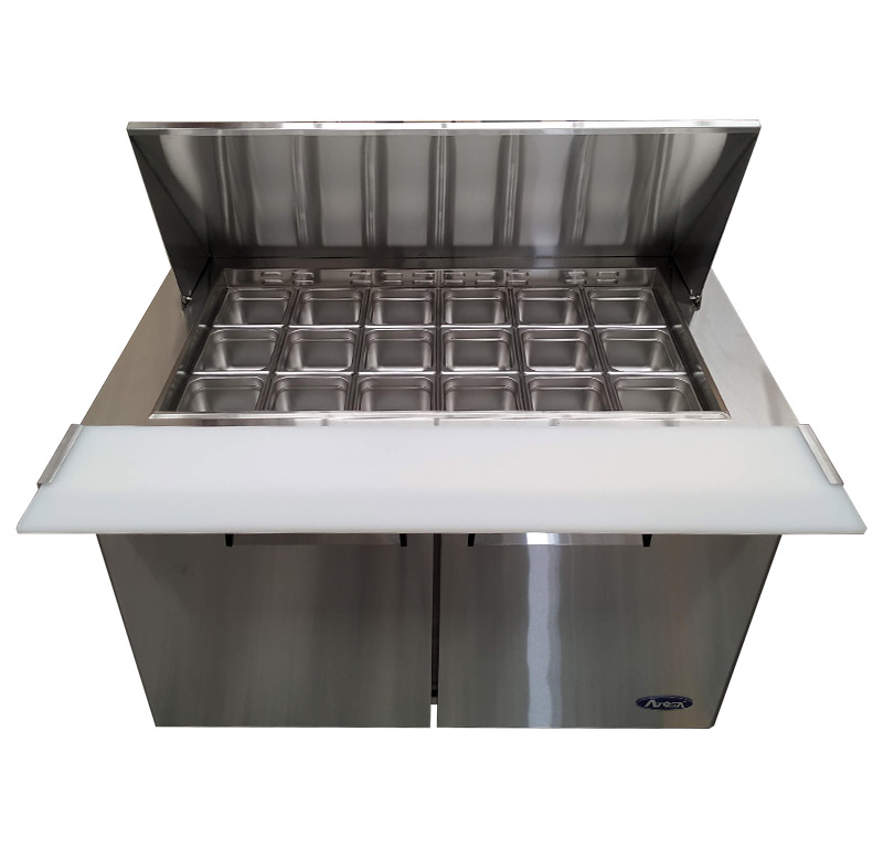 Mesa fría para preparación de comida en acero inoxidable de 390 litros con motor Embraco