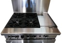 Estufa de 4 quemadores con plancha y horno