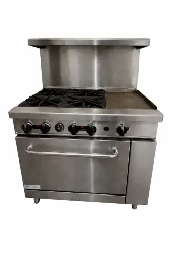 [ATO-4B12GCO41] Estufa de 4 quemadores con plancha y horno